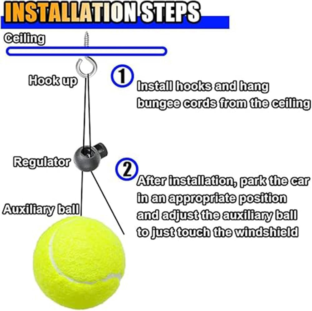 2 Packs Tennis Ball Garage Parking Aid,With String,Precise Garage Car Stop Indicator W/Adjustment Buckle,Easy Installation,Parking Stopper Assist for Garage Accessories,Car Accessories image number 4
