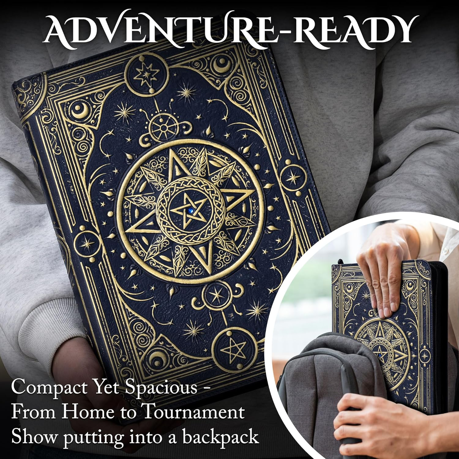 Star Mage Trading Card Binder - 9 Pocket Ringless TCG Binder - Premium Faux-Leather - 432 Side-Loading Pockets - Perfect Storage Holder for MTG, and Many TCG & Trading Card Collections (Blue Jewel) image number 3