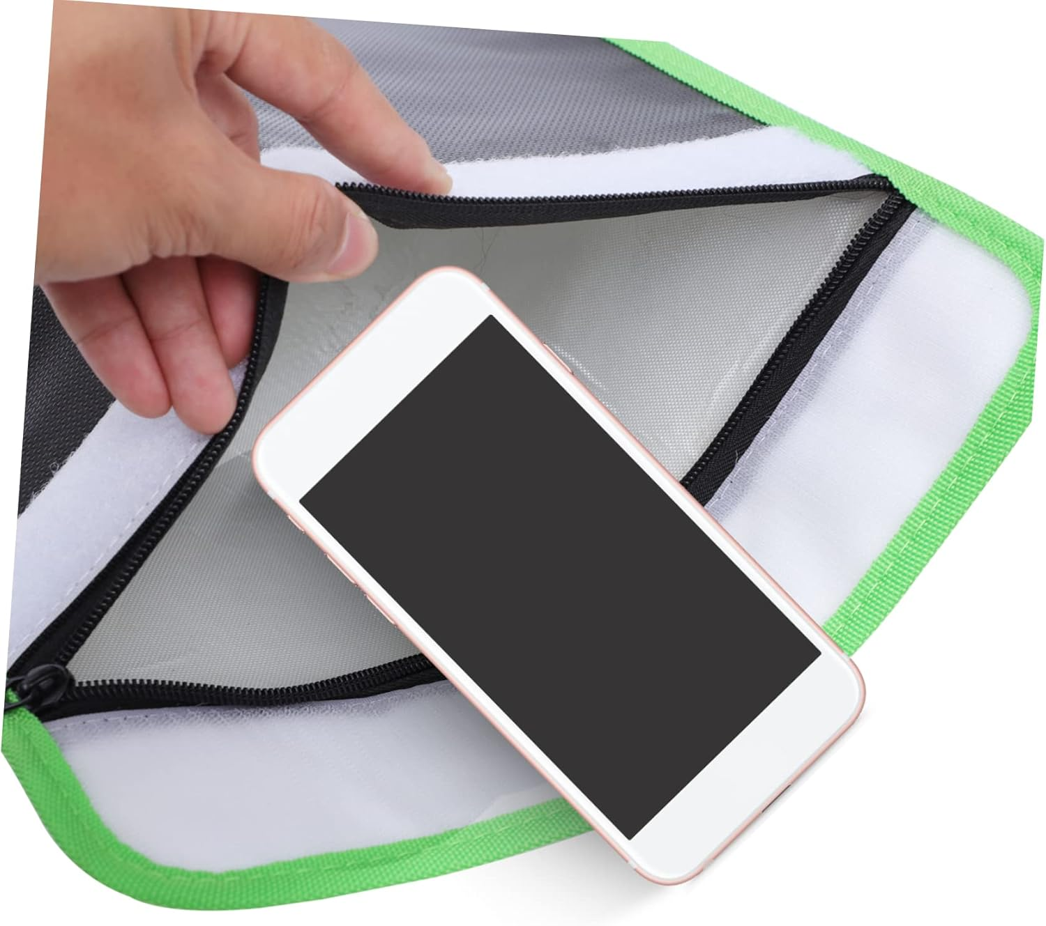 Jojofuny Fireproof File Bag 37.5X28.5Cm Waterproof Document Holder Portable Fireproof File Pouch Black Green Trim Suitable for Document Storage image number 1