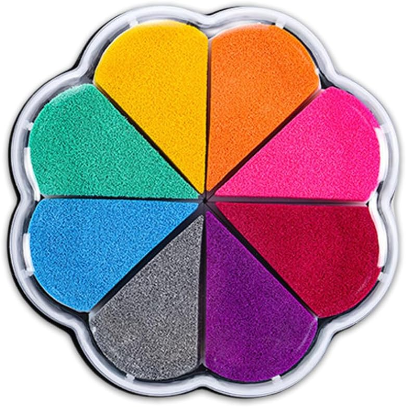 Sgphrzlt 8 Colors Petal Shape Stamp Pads, Removable Washable Craft Ink Pads for Stamping Rubber Stamps, Embossing Finger Print Ink Pads for Card Making DIY Scrapbook Painting Diary (1008)