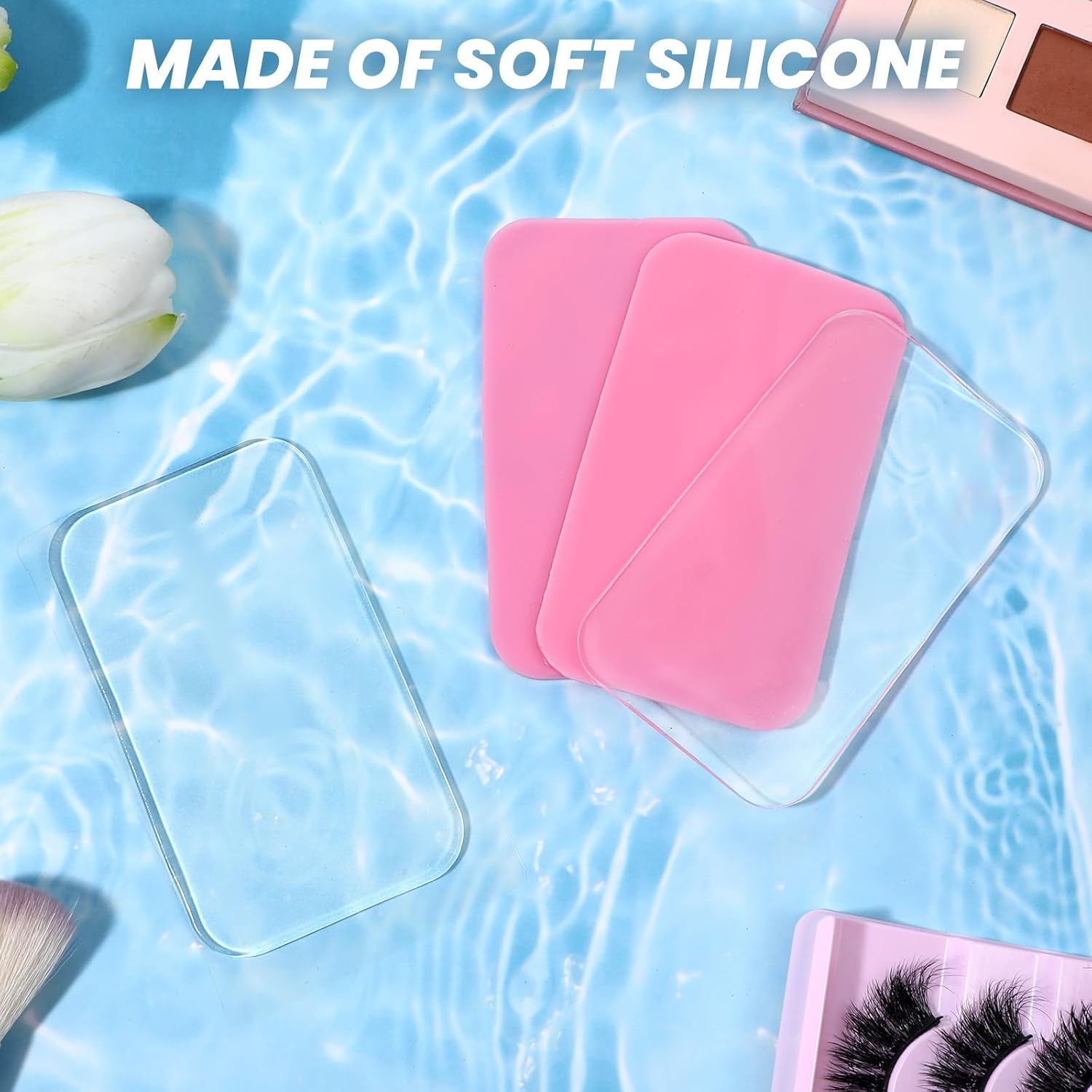 4PCS Silicone Lash Pad Silicone False Eyelash Holder Pads Rectangle Silicones Eyelash Extension Pad Lashes Grafting Gasket Pallet Eyelashes Extension Holder for Women and Lash Extensions Supplies Tool image number 6