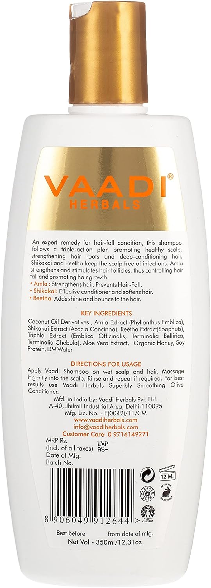 Amla with Shikakai and Reetha Shampoo - Hair Fall Control Shampoo - All Natural Herbal Shampoo - Shampoo for Hair Loss - Shampoo for Oily Hair - 350Ml - Vaadi Herbals image number 3