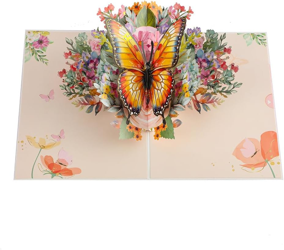 Pop up Greeting Card 5.9X7.8 Inch/15X20 Centimeter Butterflies and Flowers- 3D Cards for Birthday, Valentine'S Day,Anniversary, Mothers Day, Thank You Cards, Congratulation Card, Love Card, All Occasion (Type 1) image number 5