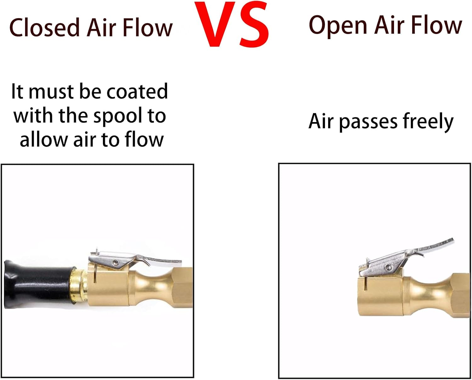 2 Pack Air Chuck, Heavy Duty Closed Flow Lock on Tire Chuck, Premium Brass Air Chucks for Tires with Clip Adapter, 1/4" FNPT Tire Air Chuck for Inflators/Gauges/Compressors