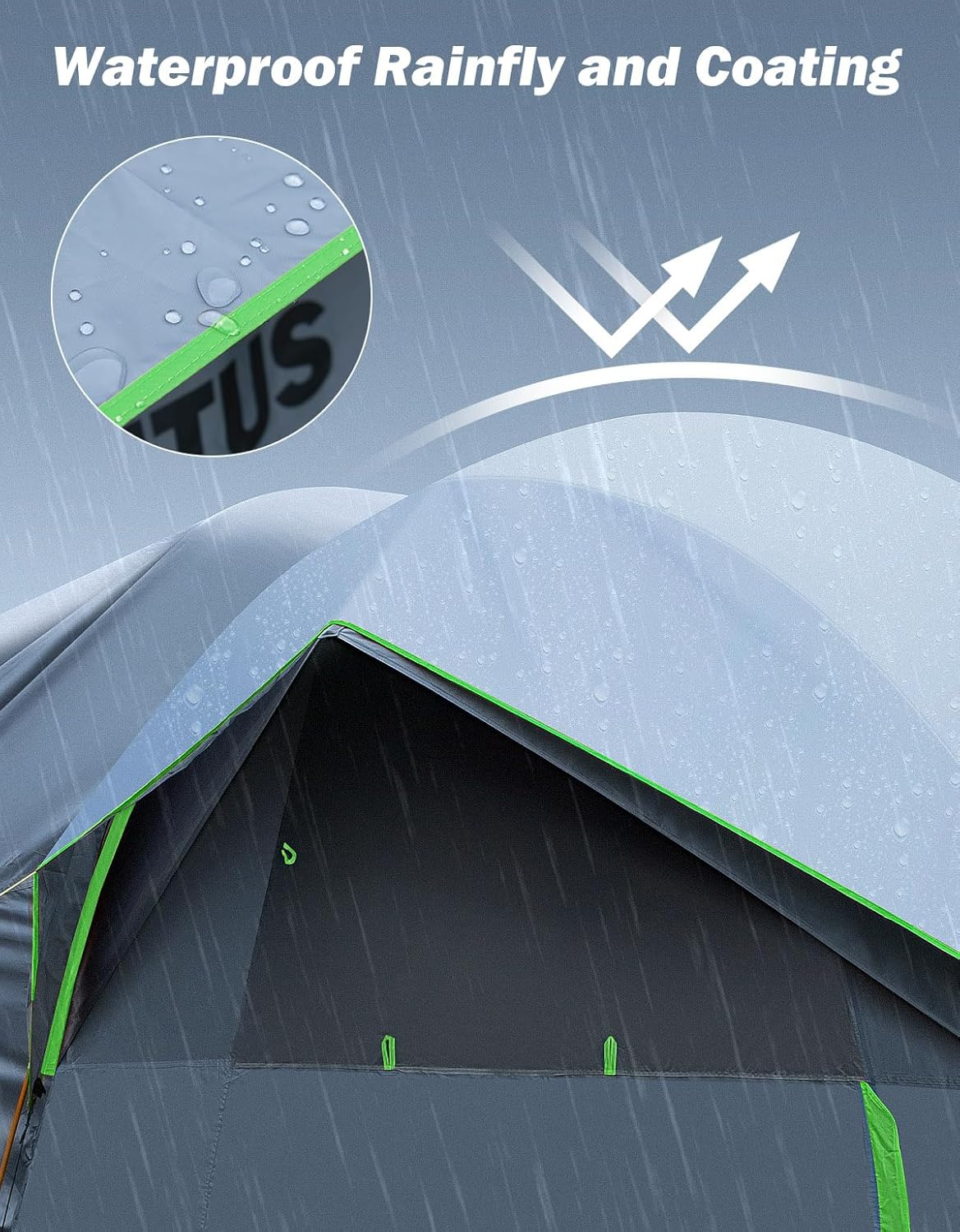 JOYTUTUS SUV Tent for Camping with Rainfly, Double Door Design Car Tent with Aluminum Poles, SUV Tailgate Tent with Waterproof Pu2000Mm Double Layer for 4-8 Person, Green image number 1