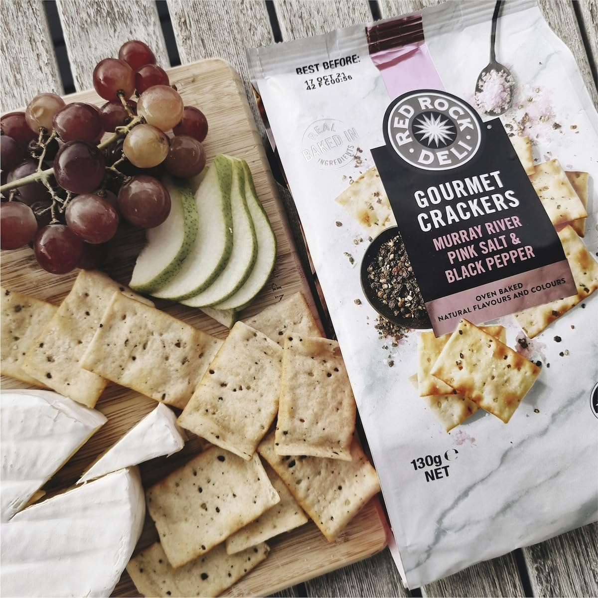 Red Rock Deli Gourmet Crackers with Murray River Pink Salt and Black Pepper 130 G image number 3