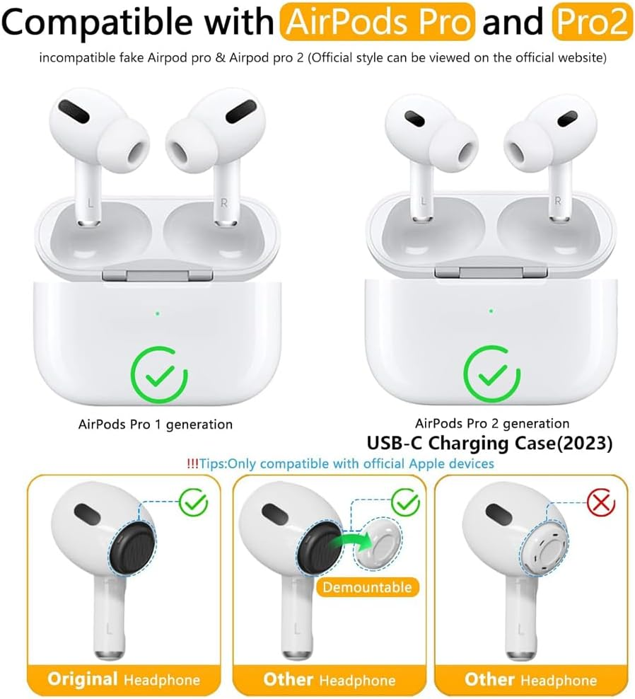 Enstphjoy 3 Pair Replacement Ear Tips for Airpods Pro 2Nd/1St Generation,Noise Reduction with Dust Guard Screen, Silicone (S/M/L) image number 6