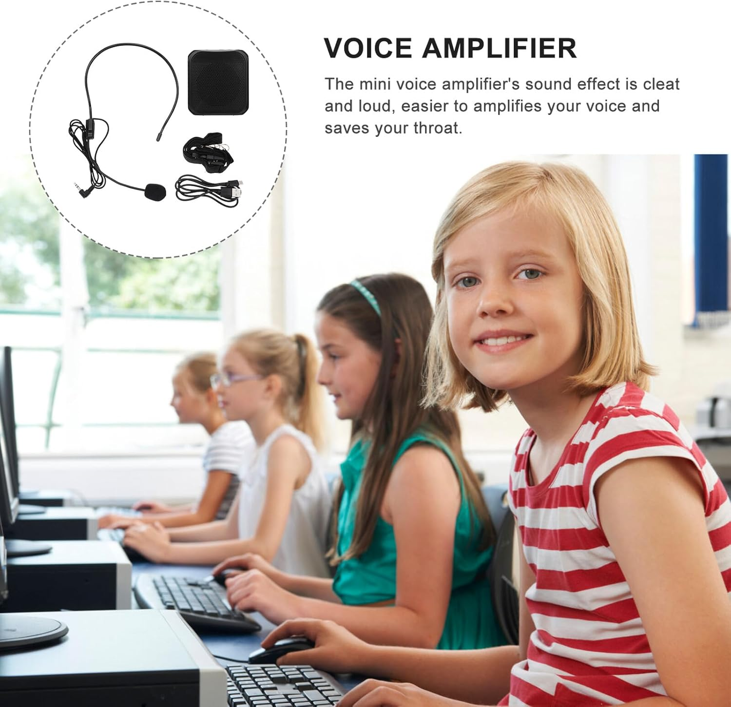 Vaguelly Wireless Voice Amplifier Microphone Portable Loud-Speaker Equipment for Teachers and Presenters Rechargeable Dc3.7V Black Speech Amplifier for Outdoor and Classroom Use image number 1