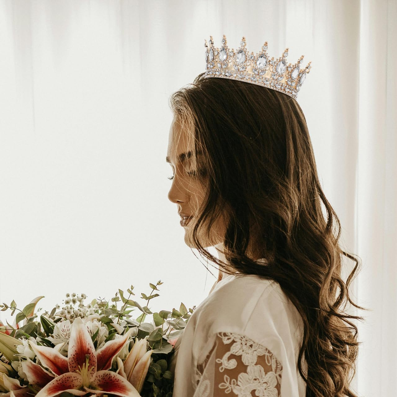 ULTECHNOVO Queen Rhinestone Crown for Women: Royal Crystal Headband for the Bride Headpiece for the Quinceanera Hair Accessories for Costume Parties Weddings Birthdays Proms image number 2