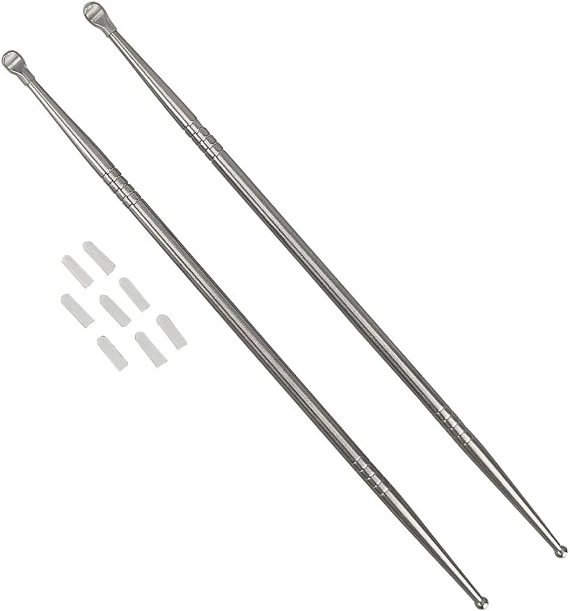 Airgoesin 2Pcs 7" Long Stainless Steel Oral Care Pick Remover Premium Tool for Oral Throat Cleaner to Get Rid of Bad Breath with 10 Silicone Caps for Breath Freshening Oral Hygiene image number 6