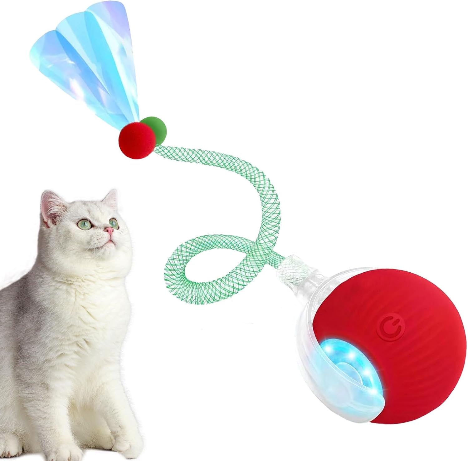 Cat Ball Toy | Automatic Smart Kitten Toys with Elastic Mesh Tail - Pet Games for Mental Stimulation Exercise Training Hunting Simulation Scratching Post Floor image number 3