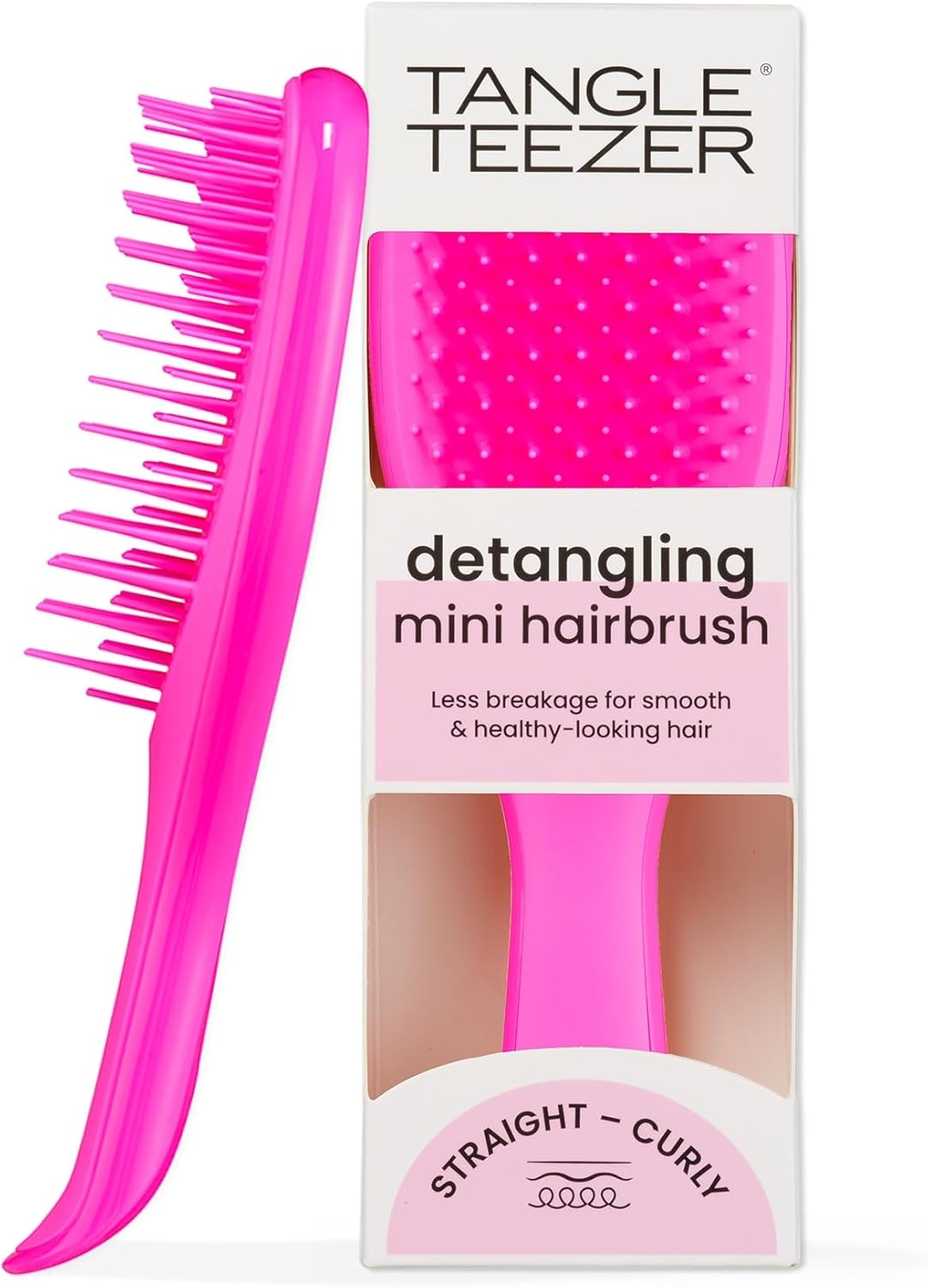 Tangle Teezer Mini the Ultimate Detangler Hairbrush |Gentle on Wet Hair | Two-Tiered Teeth & Comfortable Handle | Ideal for Kids and Travel | Reduces Knots & Breakage | Runway Pink image number 3
