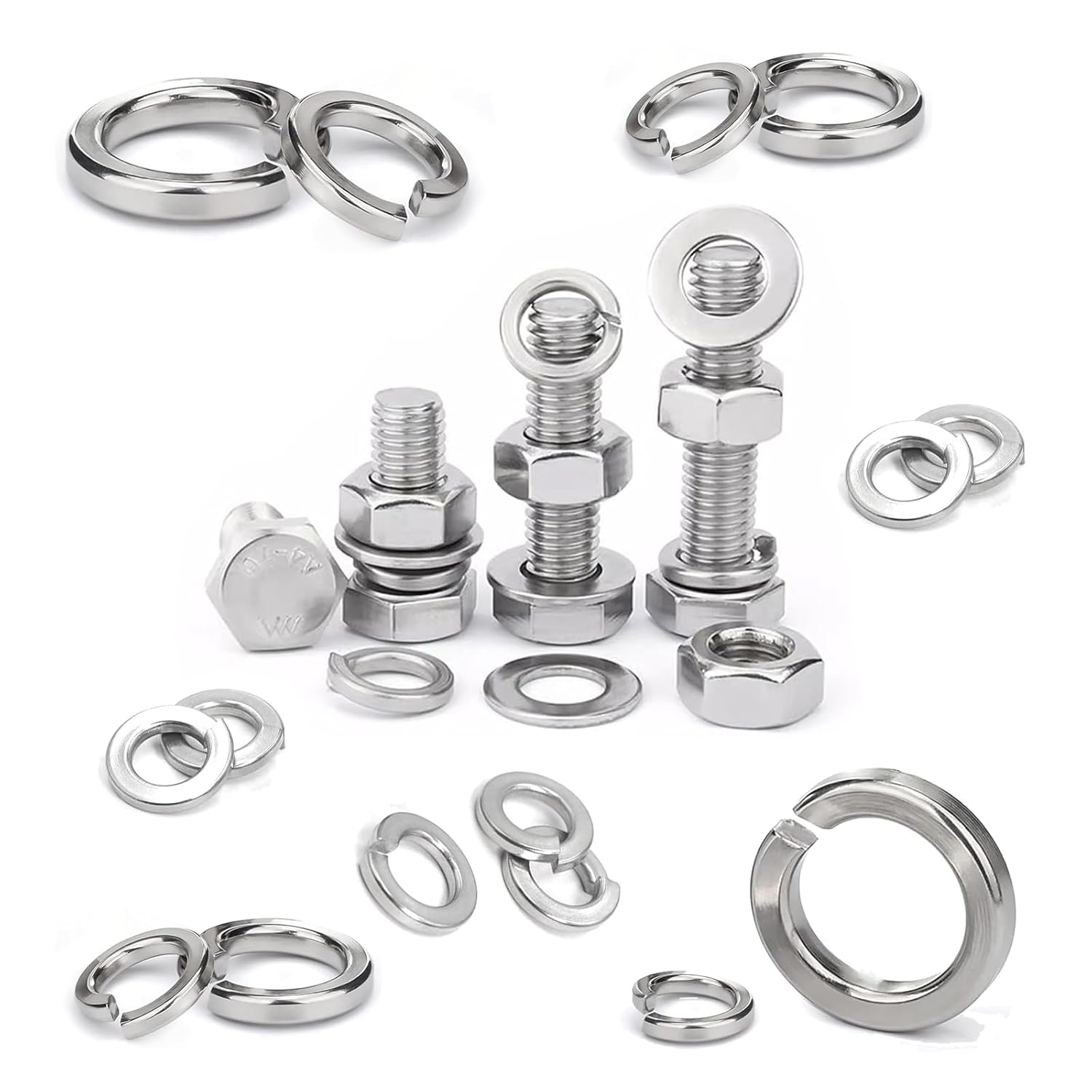 Ymaiss 480Pcs 304 Stainless Steel Spring Lock Washers Assortment Kit, 9 Sae&Metric Sizes Split Lock Washers Sets for Screws and Bolts M2 M2.5 M3 M4 M5 M6 M8 M10 M12 image number 3