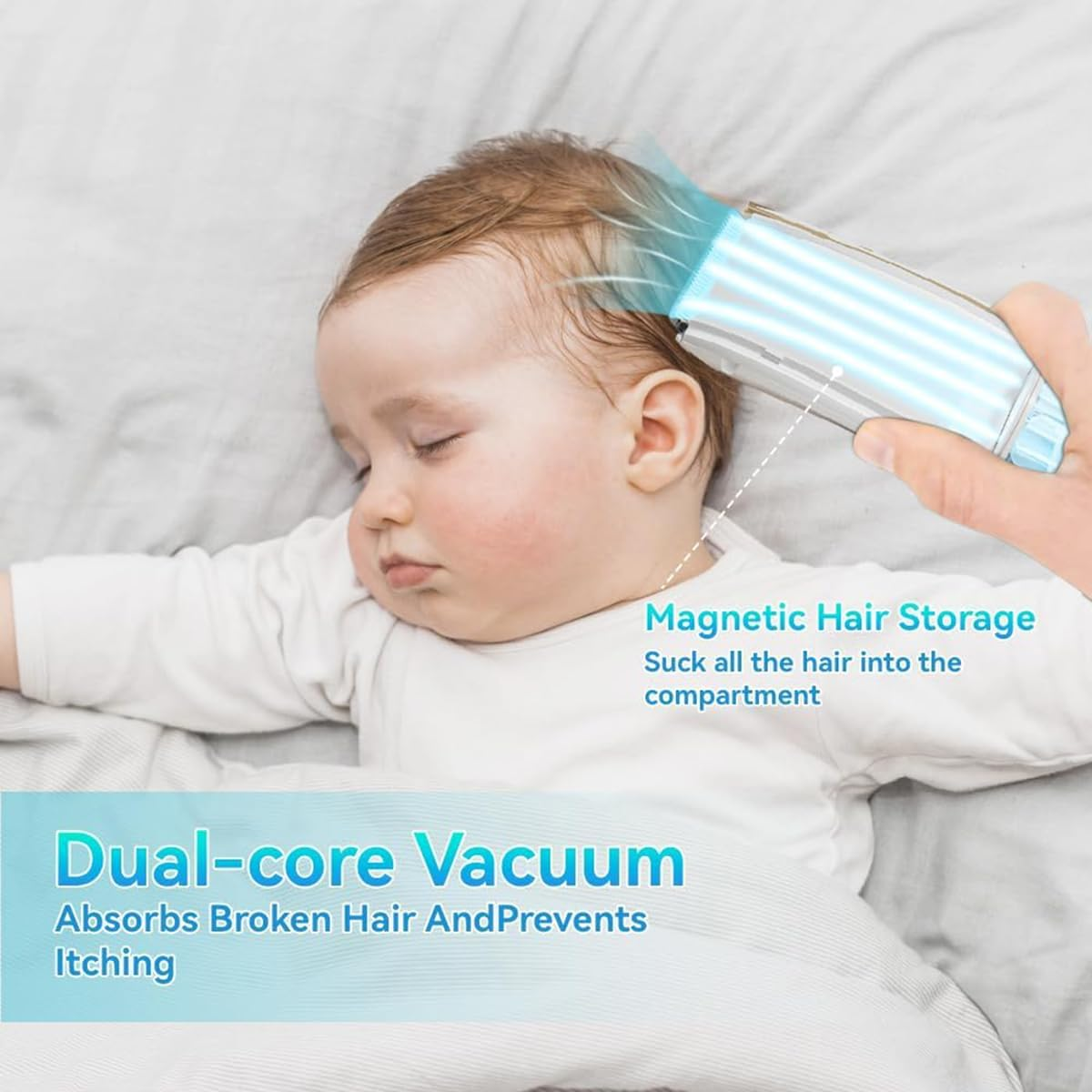 Vacuum Baby Hair Clippers, Hair Trimmer for Kids & Men, Electric Haircut Kit with Dual Motor Power, IPX7 Waterproof Professional Hair Trimmer image number 4