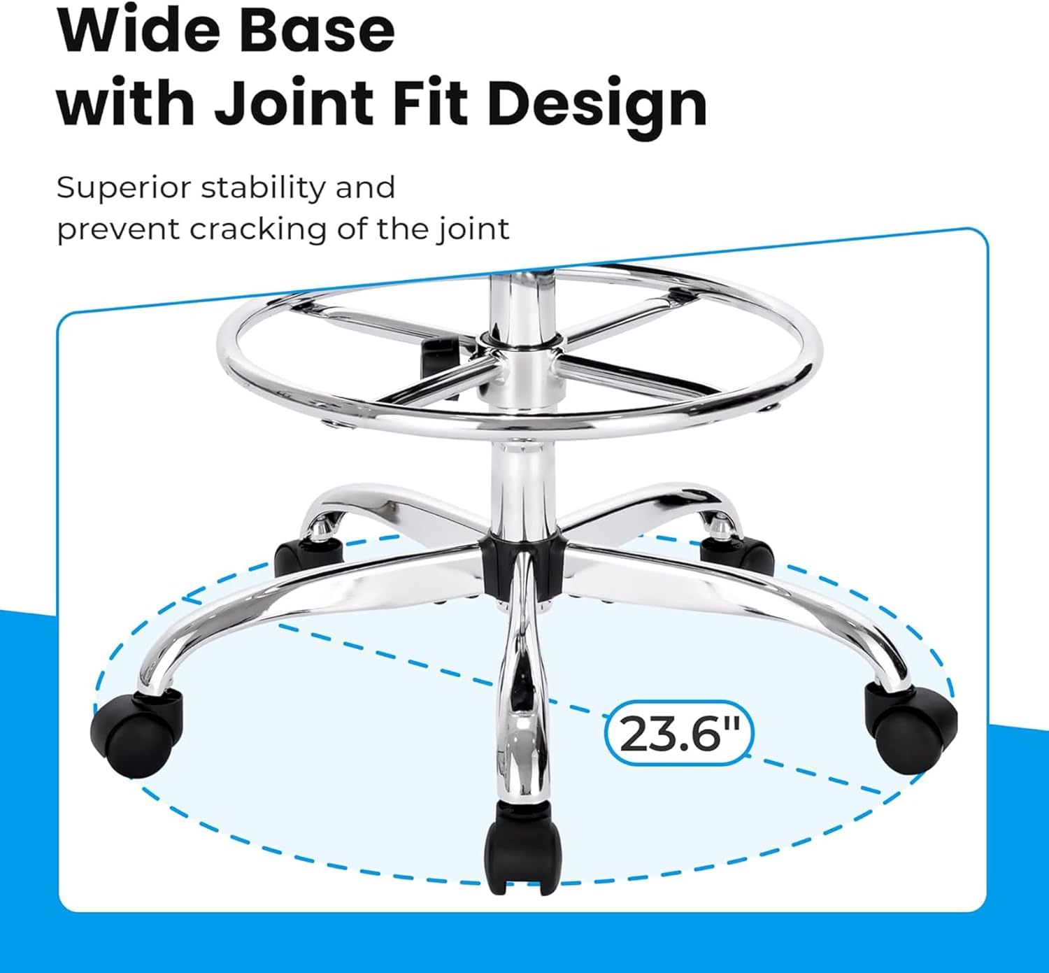 Drafting Chair with Backrest, Adjustable Footrest Rolling Stool with Wheels, Swivel Stool for Office Spa Studio Lab Counter Salon Work, Black 60 * 60 * 113Cm image number 5