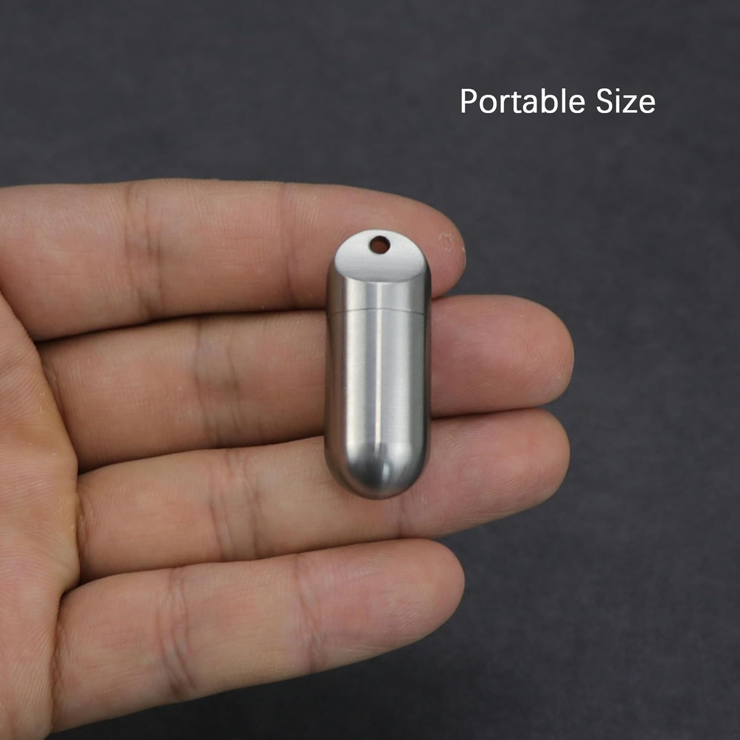 Small Keychain Pill Box, Pill Case for Travel Pocket Purse, Waterproof Pill Container Organiser with Keyring, Portable EDC Pill Holder for Outdoor/Daily/Emergency (Stainless Steel S) image number 1
