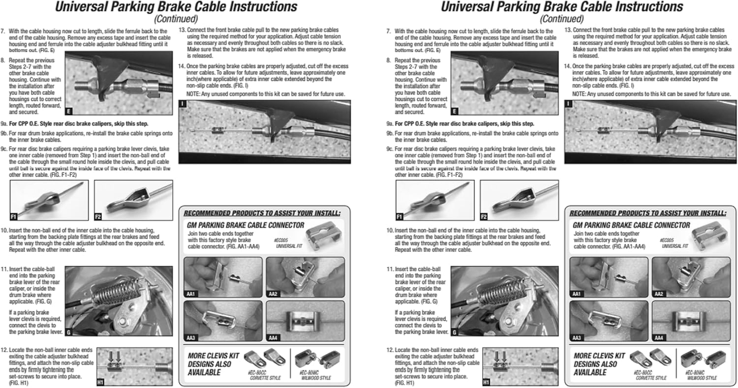 330-9371 Parking Brake Cable Universal Adjustable Emergency Parking Brake Cable Kit Fits for Wilwood Brake System Includes Mounting Hardware Replace # 330-9371 140-14415-R image number 5