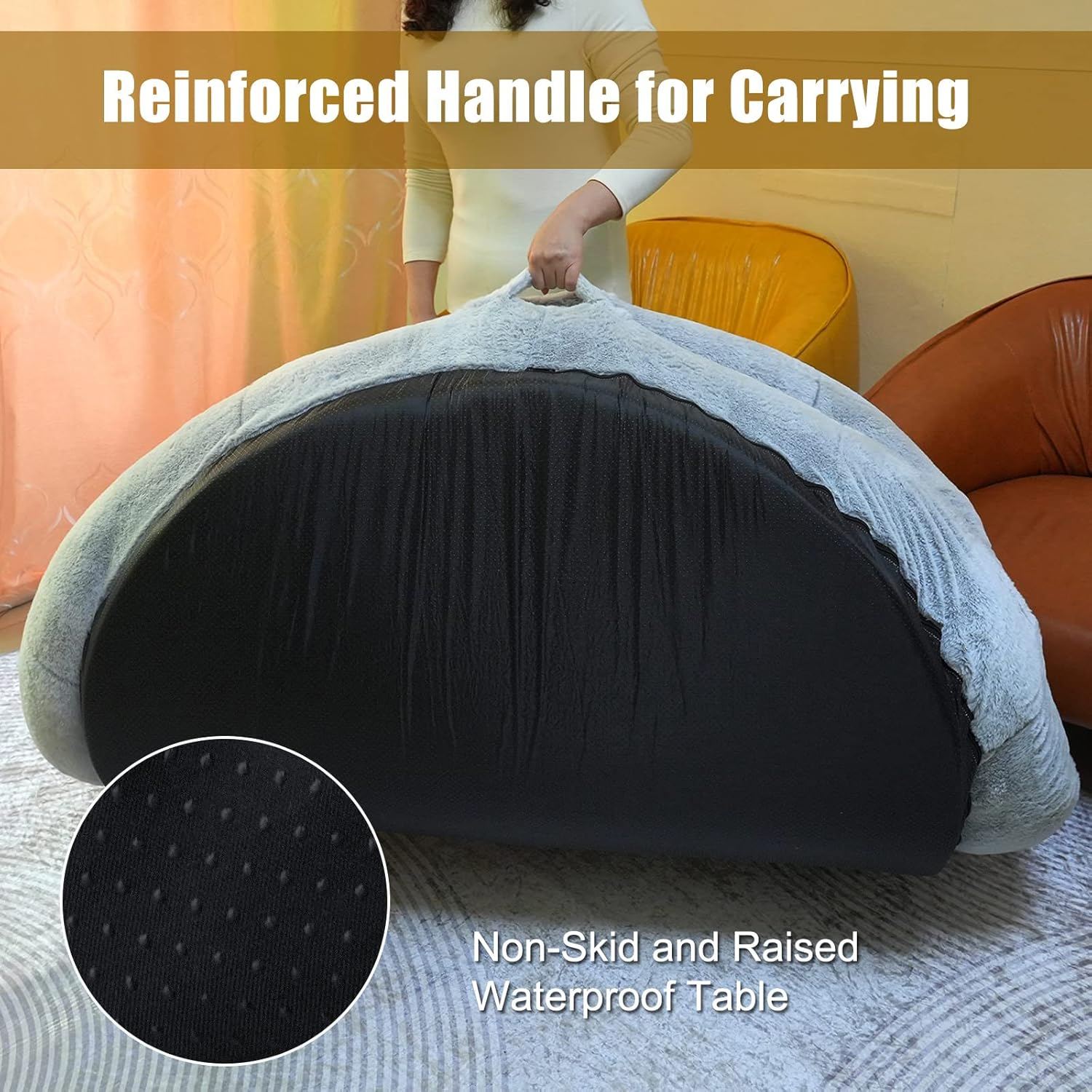 Human Dog Bed with Blanket,72 * 48 * 12Inch Large Dog Bed Human Extra Size Bean Bag Bed,Giant Dog Beds for Humans People to Sleep on (Grey) image number 2