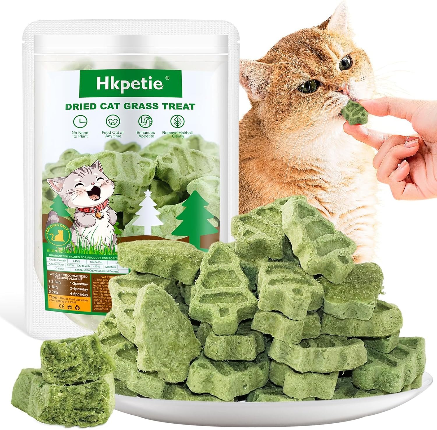 Cat Grass Teething Sticks, 100G Edible Freezed Drying Cat Grass Treats, Cat Snacks for Hairball Removal and Dental Care image number 5