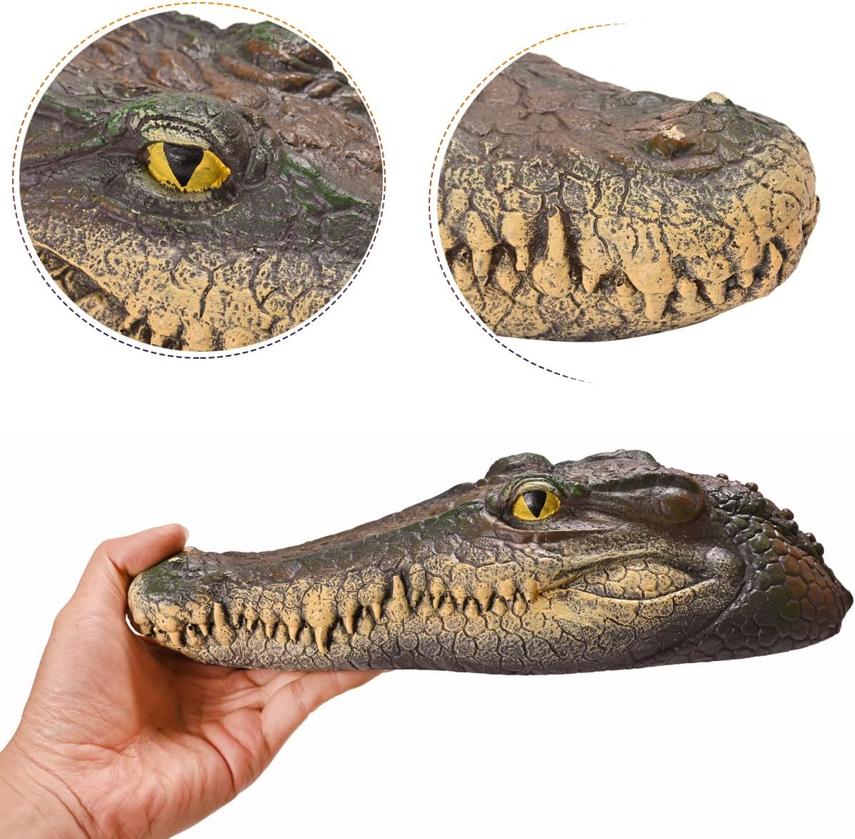 Floating Alligator Head Decoy, Pond Accessories Alligator Pool Float, Fake Gator Head, Duck Deterrents for Pool and Pond, Outdoor Pool Decor Crocodile Head for Decorations - Yellow Eyes image number 5