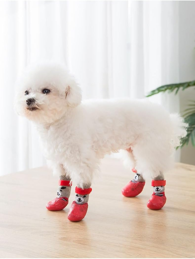 4Pcs Dog Boots Waterproof Shoes Breathable Socks, with Anti-Slip Sole and Adjustable Weather Protect Fit for Small Dog (Black, S) image number 3