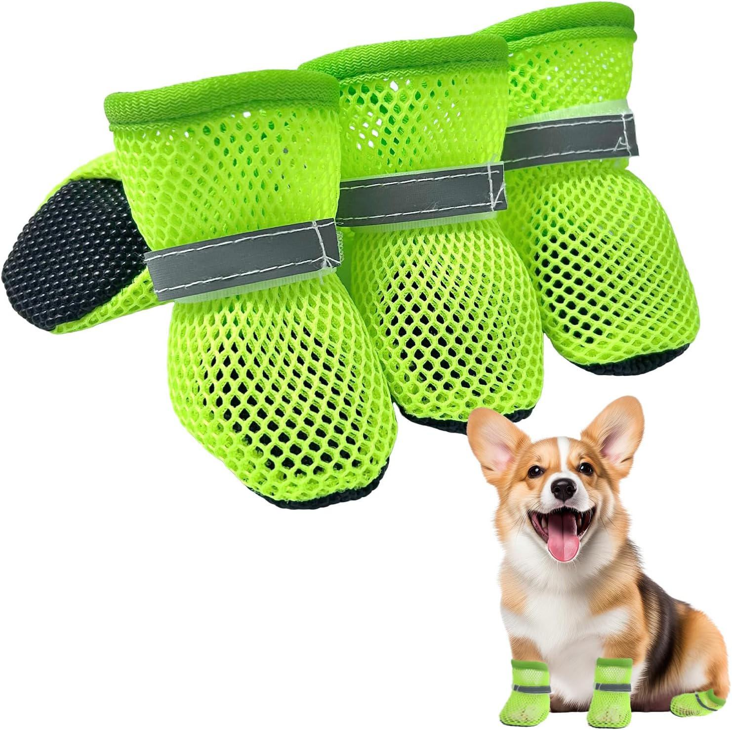 RUGBOL 2 Pair Dog Sock, Dog Shoes Soft Mesh Boots Reflective Breathable Soft for Walking Injured Paws for Hot Weather (L) image number 2