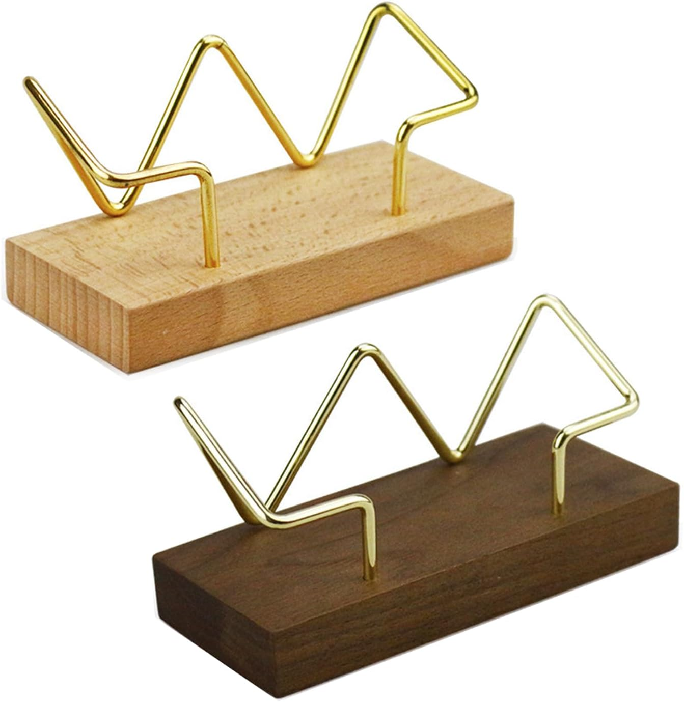 2 Pcs Wood Business Card Holder for Desk, Business Card Organizer, Wooden Business Card Display Stand Postcard Holder, Tabletop Display Stand for Office Home (W)