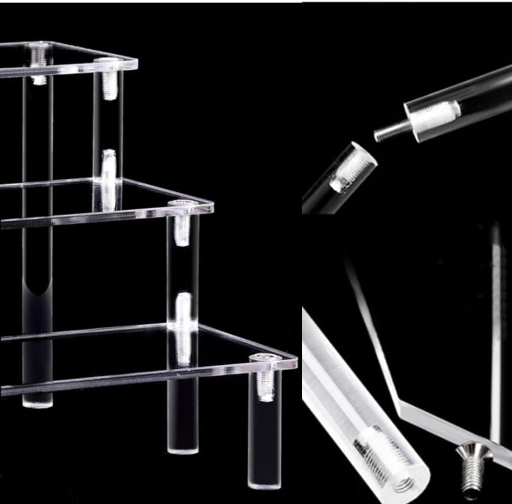 4 Tier Acrylic Riser Shelf, Clear Display Stand, 20*8 Cm, for Figures, Desserts Holder, Collections Organizer and Cosmetic Items image number 2