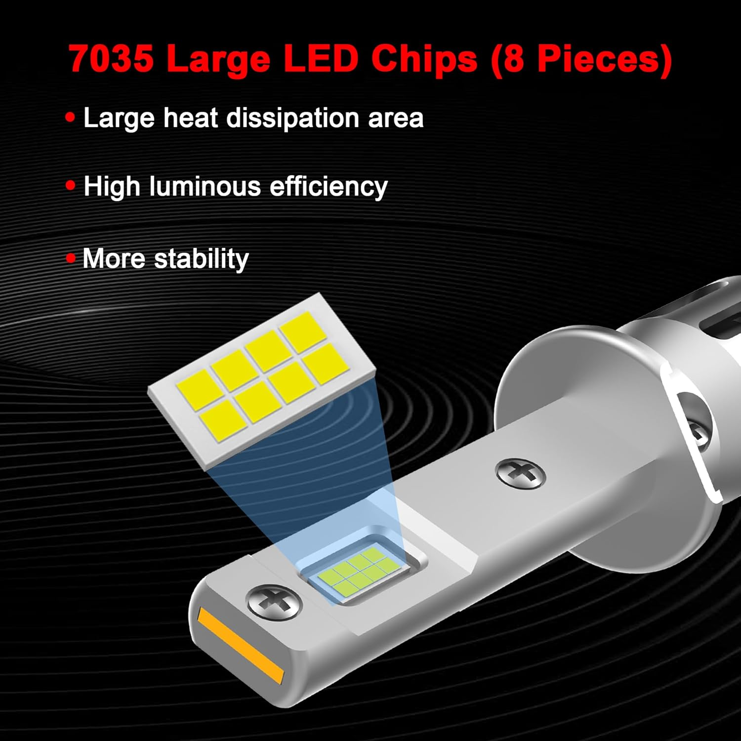 H1 LED Headlight High Beam Fog Light Bulbs 6500K White 1:1 Mini Size 12V OEM Replacement Plug and Play with Turbo Fan, Pack of 2 image number 3