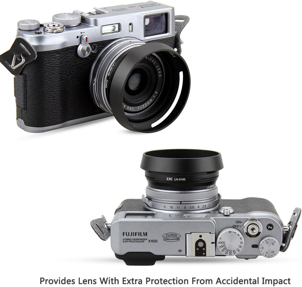 JJC Aluminium Alloy LH-X100 Lens Hood Shade Protector with Adapter Ring for Fujifilm Fuji X100VI X100V X100F X100T X100S X100 X70 Camera, Replaces LH-X100 Lens Hood & AR-X100 Adapter Ring - Black image number 1