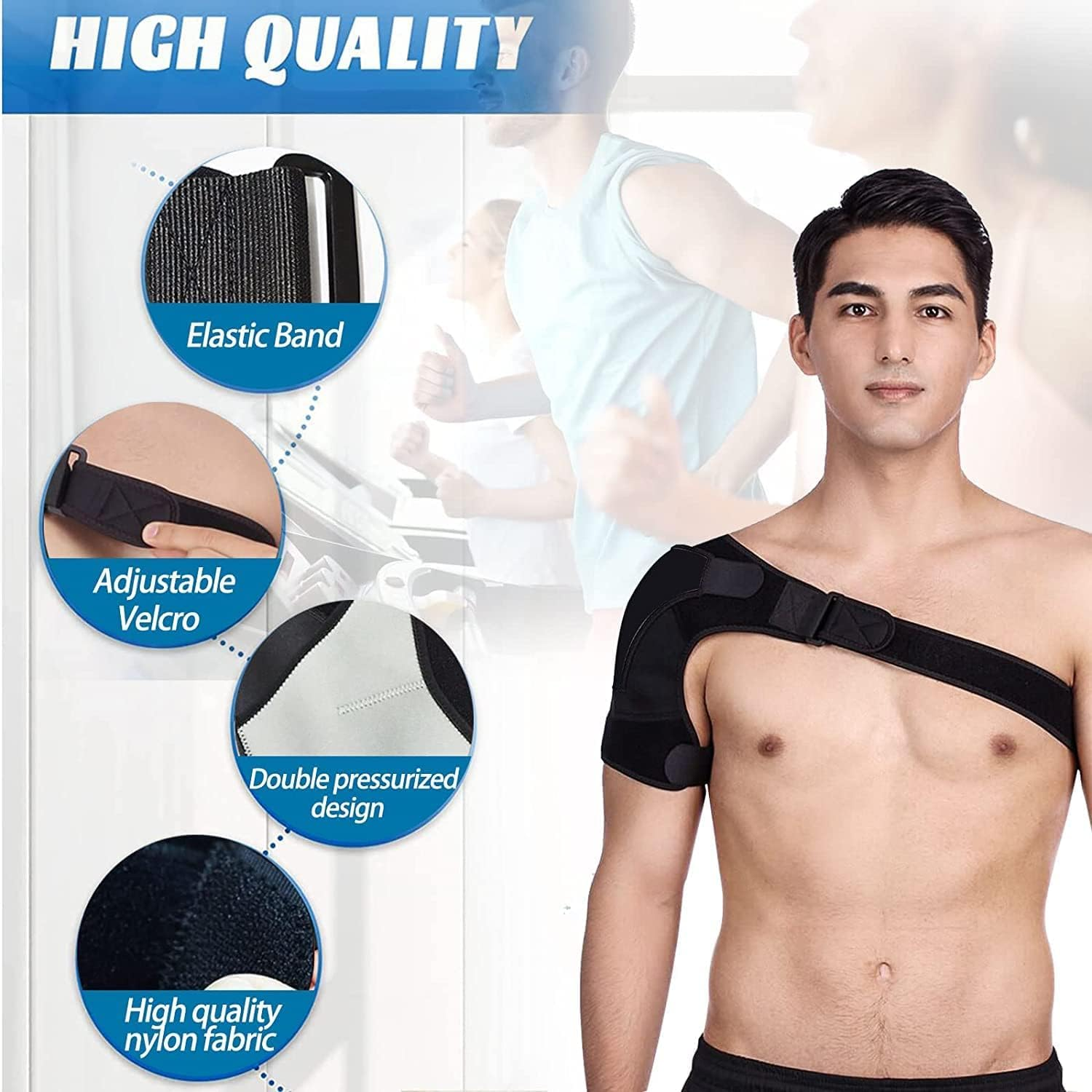 Adjustable Shoulder Support Brace for Men and Women, Shoulder Strap Support for Shoulder Relief Pain, Rotator Cuff Support Fits Left and Right(L-Xl) image number 5