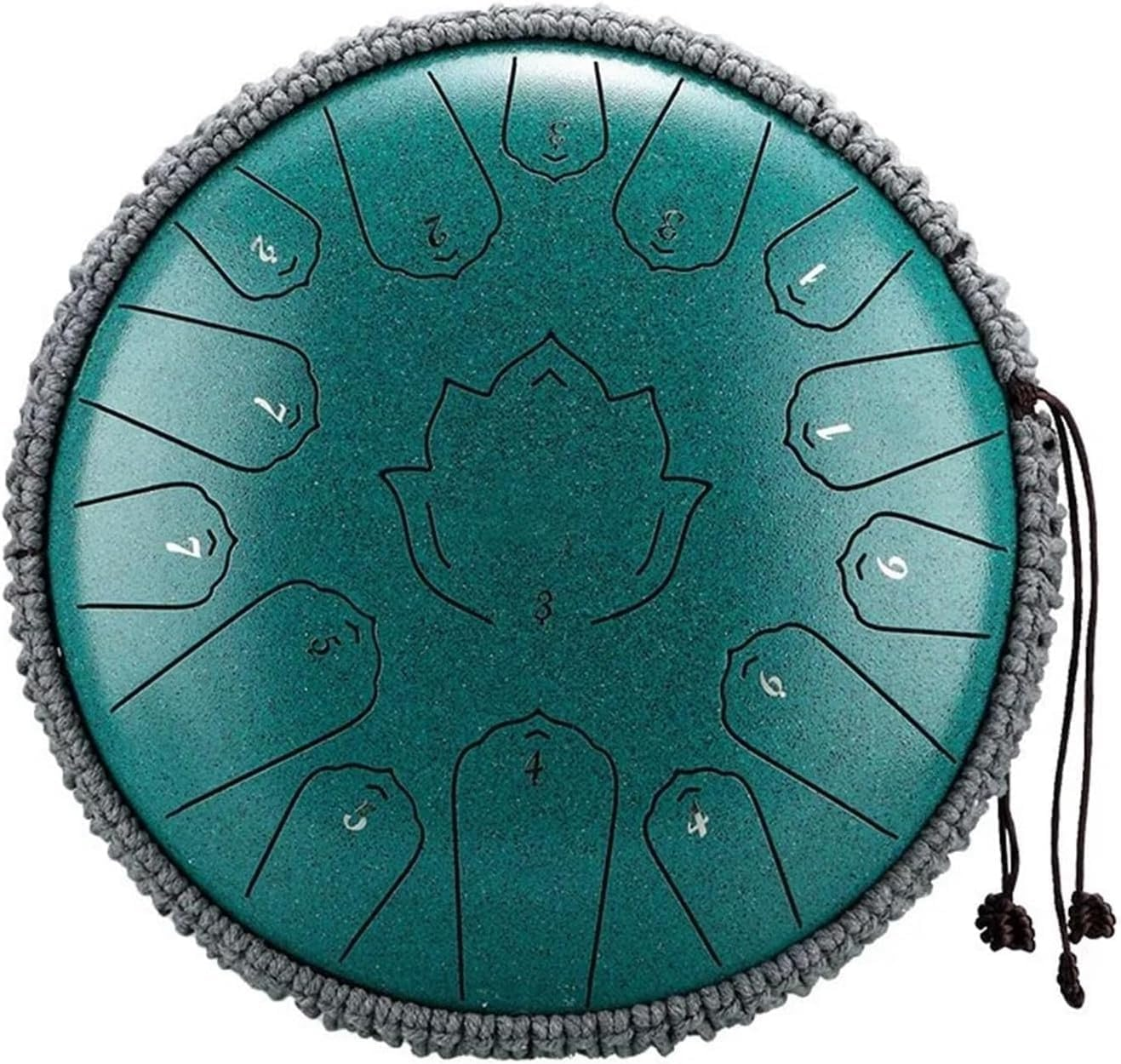 Steel Tongue Drum 13 in 15 Notes Tongue Drum, D Major, Outdoor Rain Drum with Carry Bag, Music Book and Hand Drumsticks (Green)