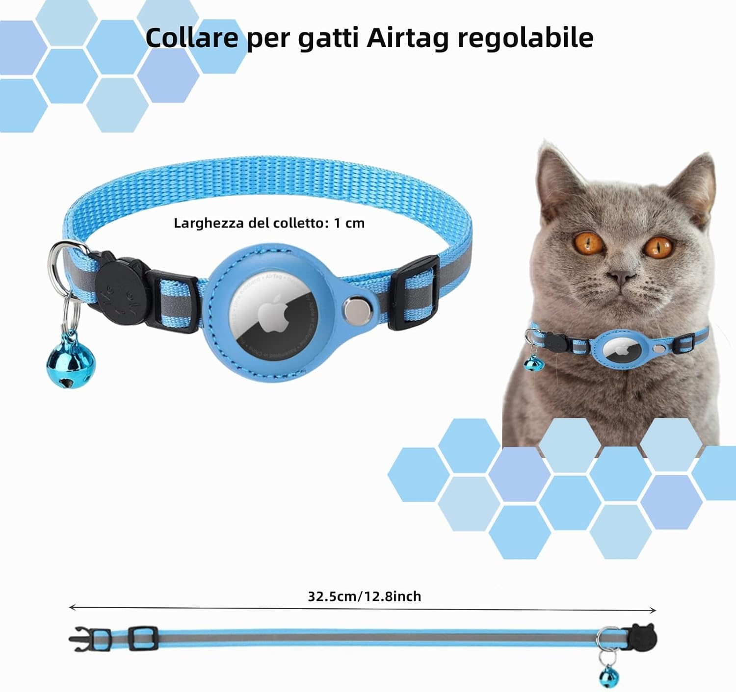 Cat Collar, Accessories for Cats, Compatible with Airtag, Adjustable Reflective Wristband (GPS Airtag Not Included) image number 5