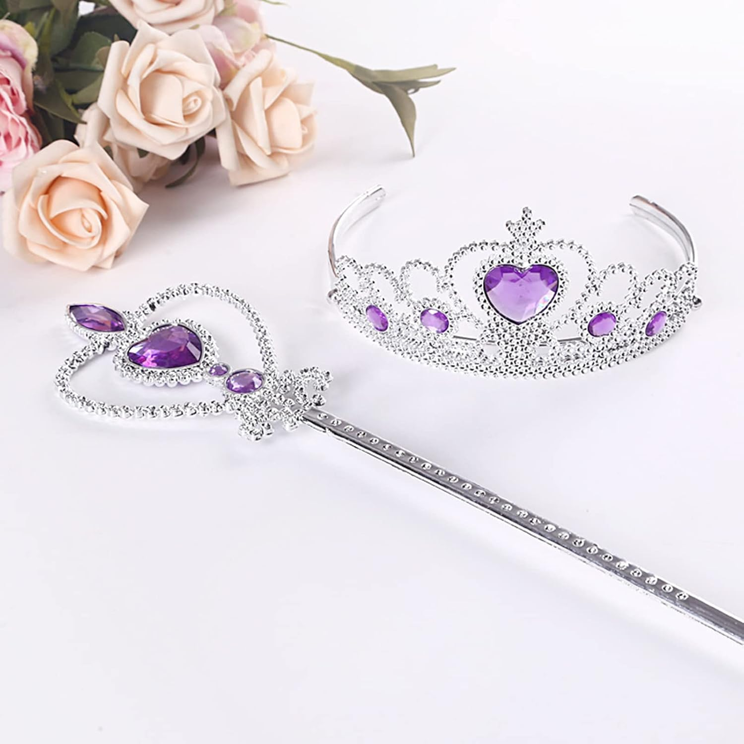 Toddler Princess Dress up Set,Princess Jewelry Boutique Dress up and Shoe Crowns - Tiara Crown Earrings Necklaces Role Play Shoes Set Jmedic - Blue image number 3