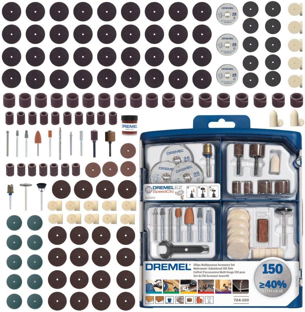 Dremel 724 EZ Speedclic Accessory Set - 150 Rotary Tool Accessories for Cutting, Carving, Sanding, Cleaning, Grinding, Polishing, Sharpening image number 2