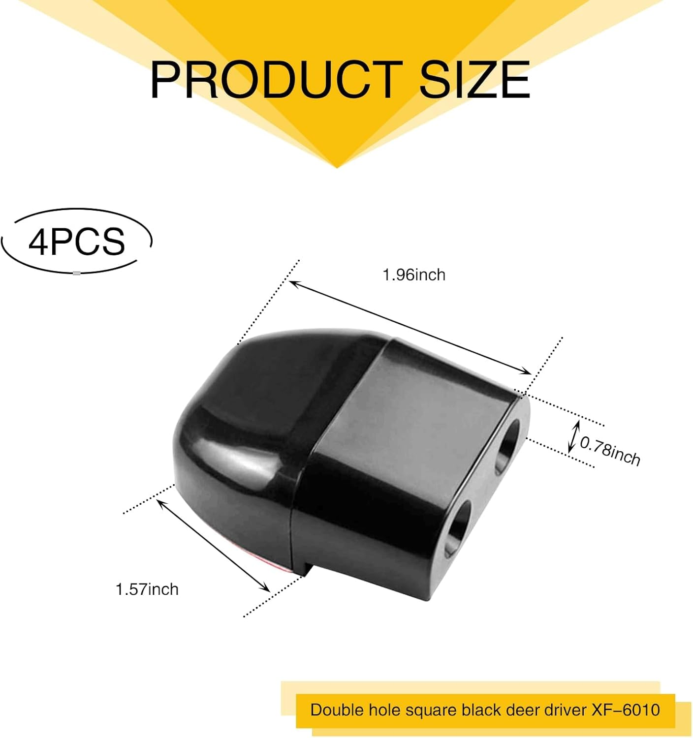 4 PCS Car Dual Hole Deer Repeller, 1.96" X 0.78" X 1.57" Self-Adhesive ABS Waterproof Dual Horn Deer Whistle, Universal Safety Auxiliary Accessory, Compatible with Most Car Models (Black) image number 4