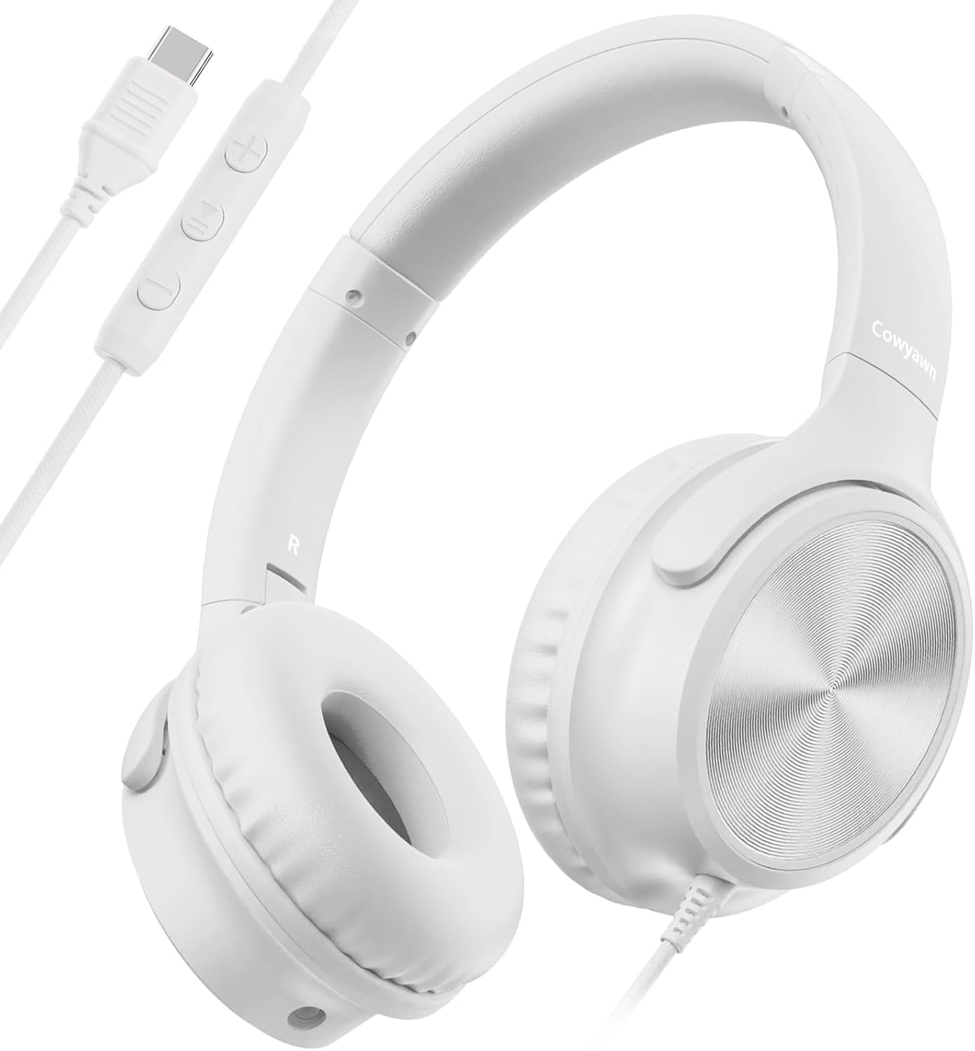 Cowyawn over Ear Headphones Wired, Foldable 3.5Mm Wired Headphones with Microphone, Volume Control, HD Stereo Sound, Lightweight Headphones for Adult/Teens/Chromebooks/Laptop/Computer/Tablets, Rose