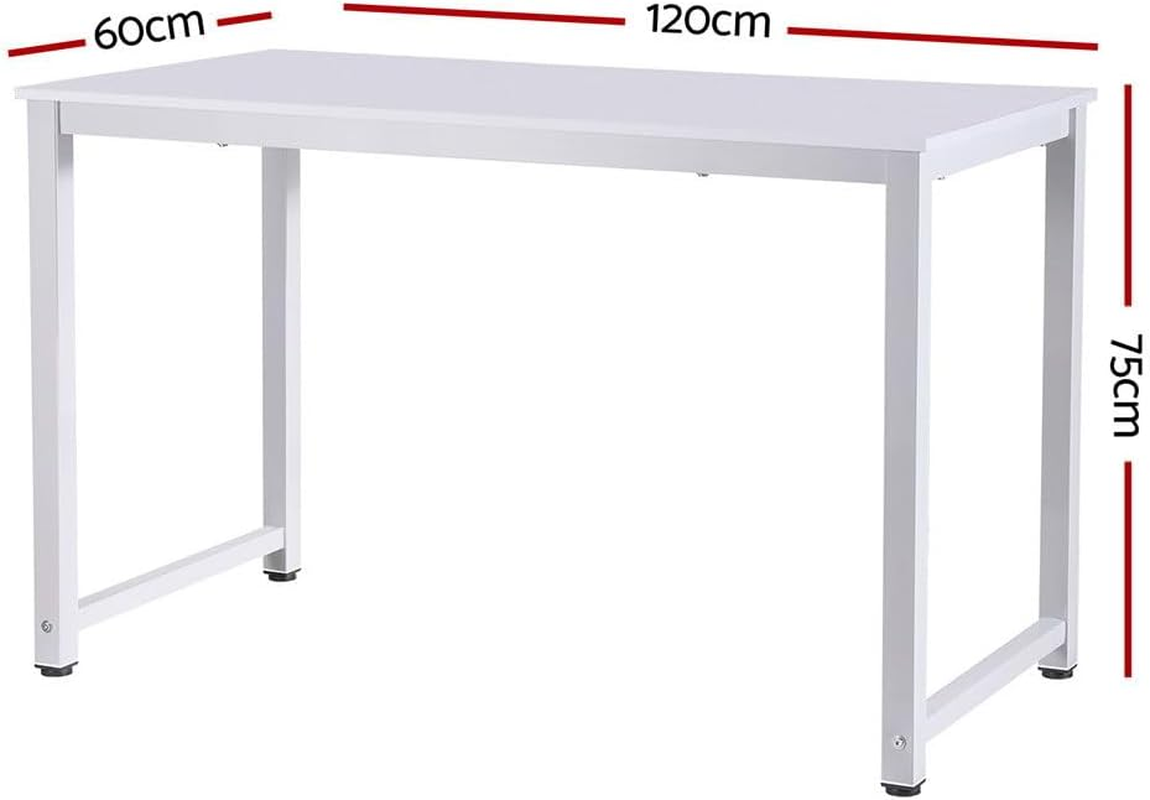 Artiss Computer Desk, 120Cm Length Office Laptop PC Desks Study Student Table, Home Gaming Furniture for Room, with Drawers Cabinet Wide Spacious Desktop Metal Legs White image number 1