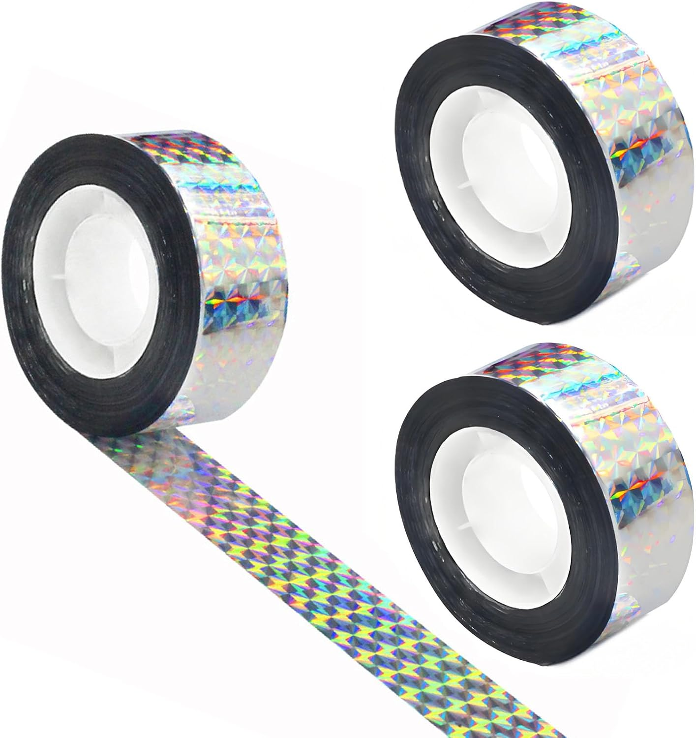 3 Rolls of Bird Scare Reflective Tape, Flashing Double-Sided Bird Scare Device, Used to Drive Away Birds, Hanging or Tied for Houses, Gardens, Yards, Orchards, Terraces image number 5