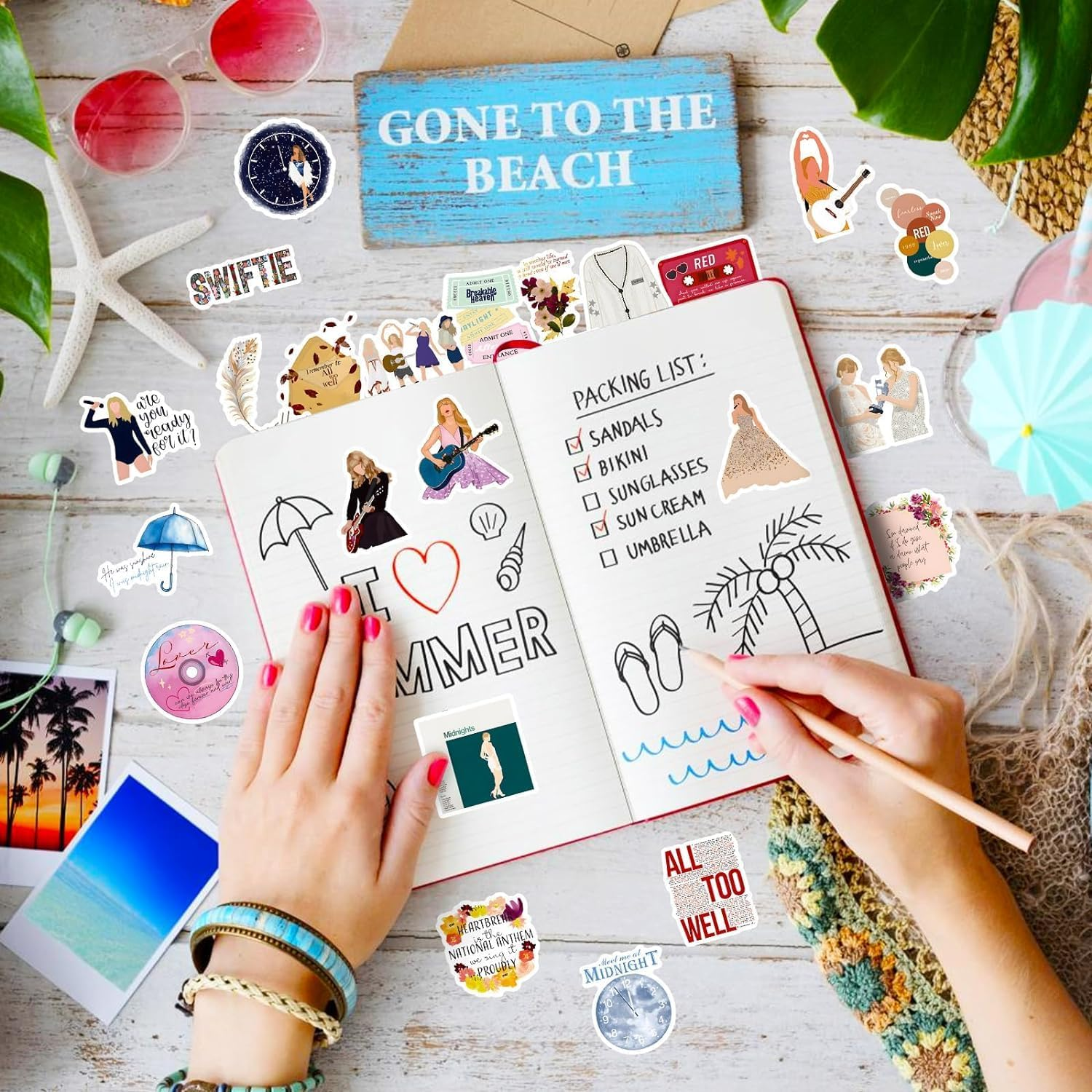 Stickers for Water Bottles Birthday Party Supplies for Girls Party Decorations Party Favors, Tay-Lor Pop Music Stickers, Vinyl Waterproof Sticker for Laptops,Skateboard and Decals (Style-F（55Pcs）) image number 3