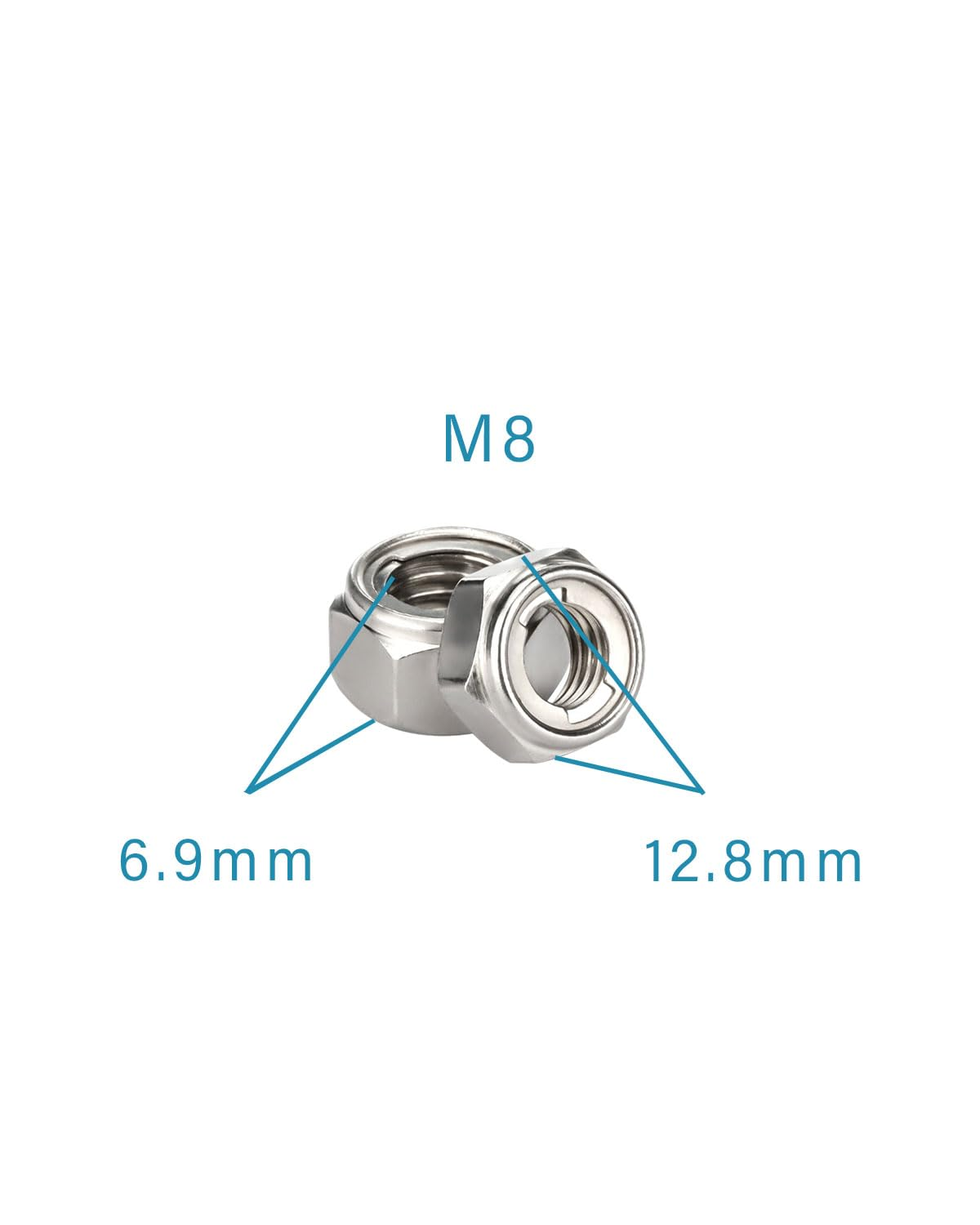 M8 Locknuts - Imscrews 304 Stainless Steel Locknuts - Durable Hardware for Home Repairs and Professional Projects Pack of 50 image number 5