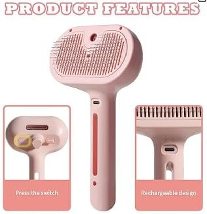 Pet Steam Brush and Nail Clippers for Dog & Cat - 3-In-1 Spray Comb with Waterless Shampoo - Sleek Ez Scissors for Shedding - Defur Brush for Long & Short Hair - Dog & Cat Nail Clippers with 2Mm & 4Mm Cutting Holes image number 2