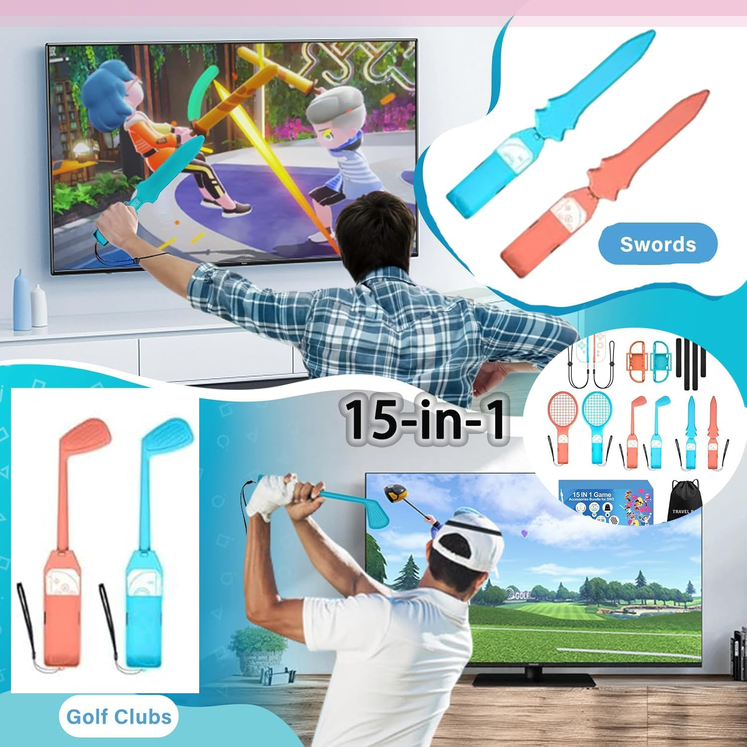 Roczential 15 in 1 Sports Accessories Bundle Compatible with Nintendo Switch image number 5