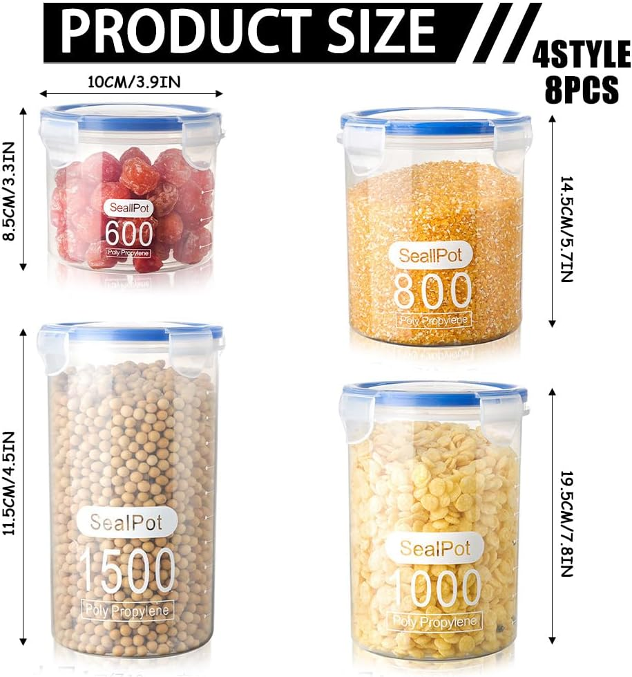 8 Pack Airtight Food Storage Containers with Lids - Keep Your Kitchen Organized and Your Food Fresh! image number 3