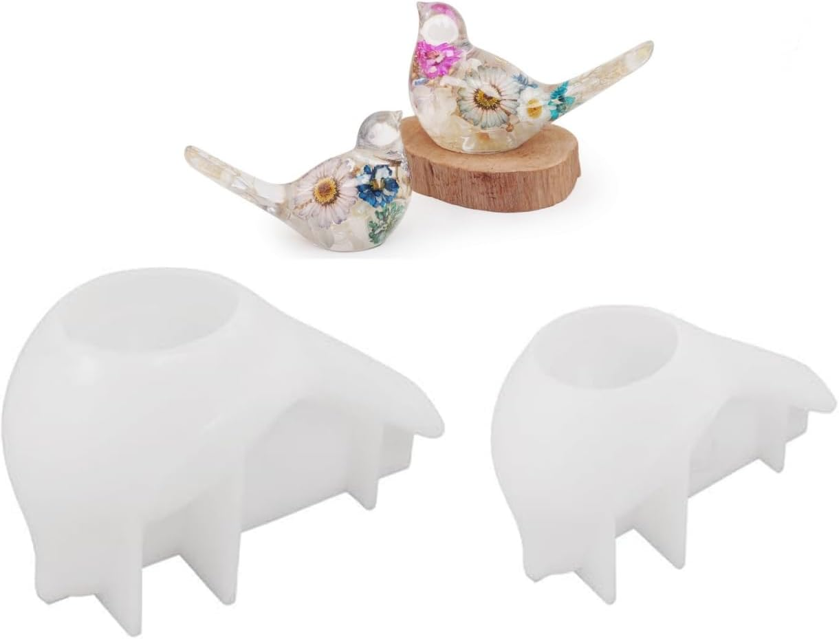 3D Bird Silicone Resin Casting Molds, 2 Pieces, White, for DIY Crafts and Desktop Decor ﻿ image number 2