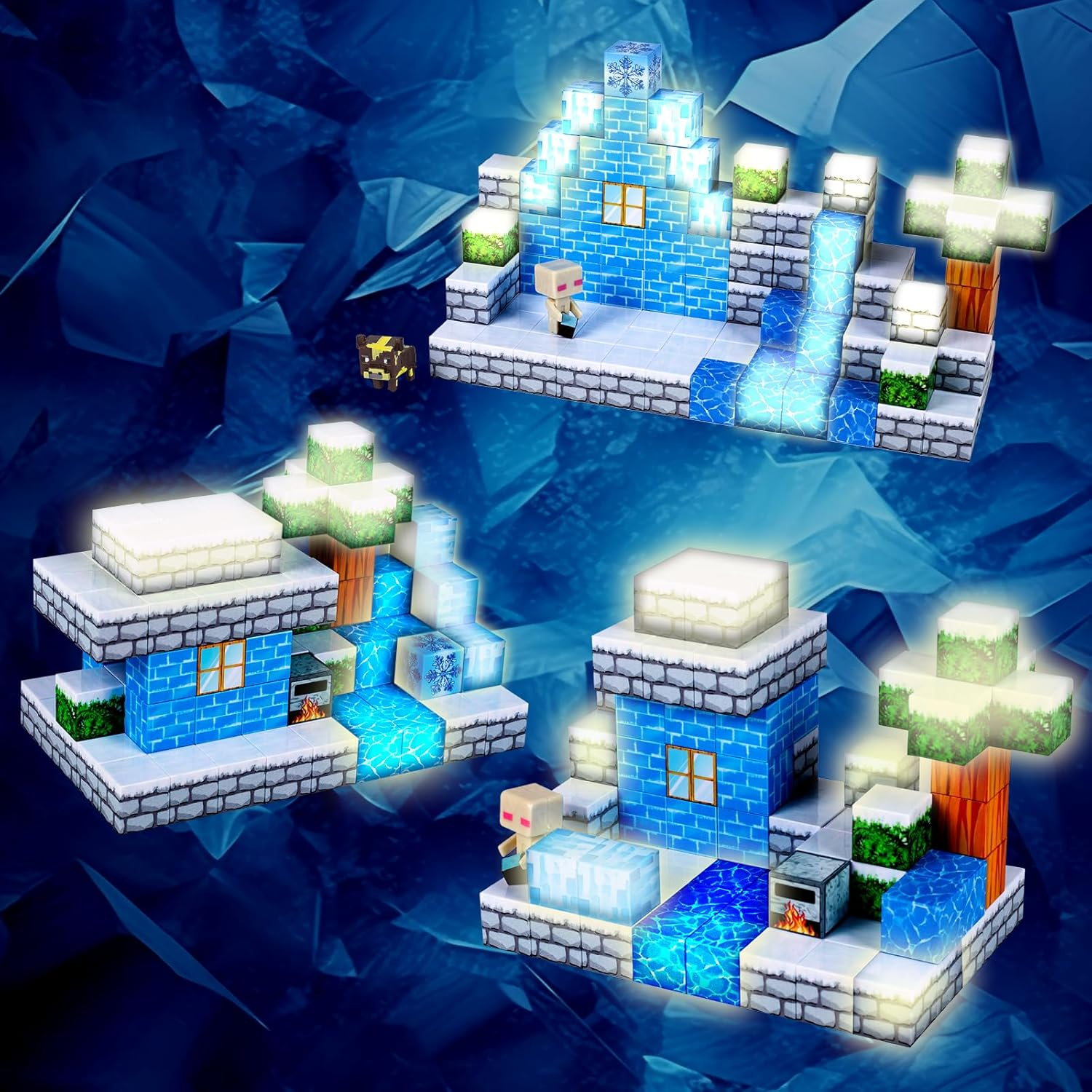 Ejo World 128-Piece LED Magnetic Building Blocks &ndash; Snow Adventure Set, Glowing STEM Learning Toys for Kids, Safe and Durable Magnet Blocks for Boys and Girls Ages 3+ image number 2