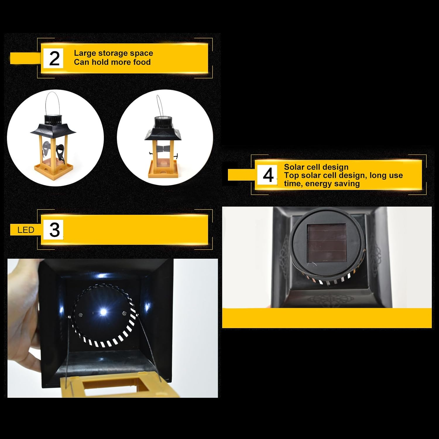 Solar Light Bird Feeder Easy Refill Long Lifespan Decorative Outdoor Hanging Lighthouse Birdfeeder for Backyard Patio