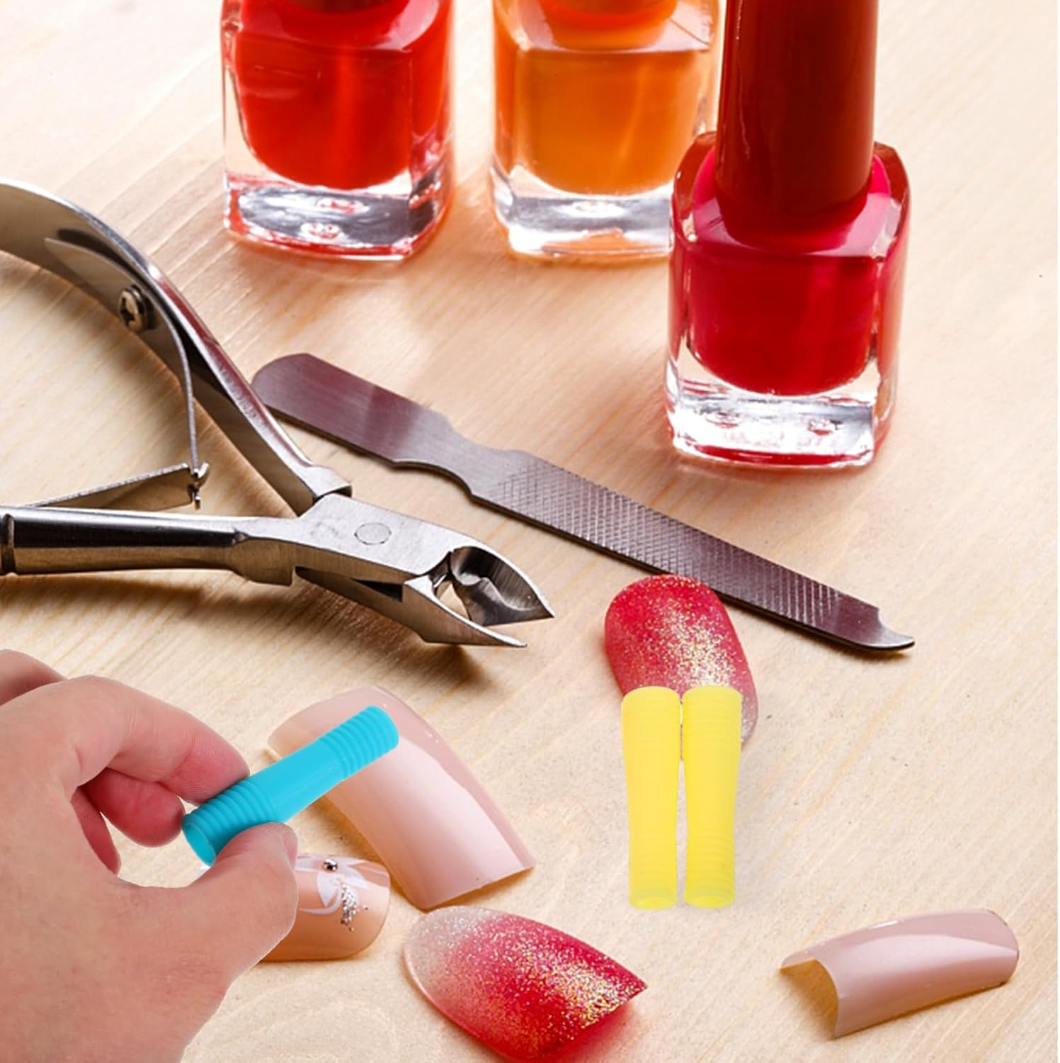 Healeved Nail Scissor Handle Covers Cuticle Cutter Handle Cover Silicone Material for Easy Handling Random Color image number 3