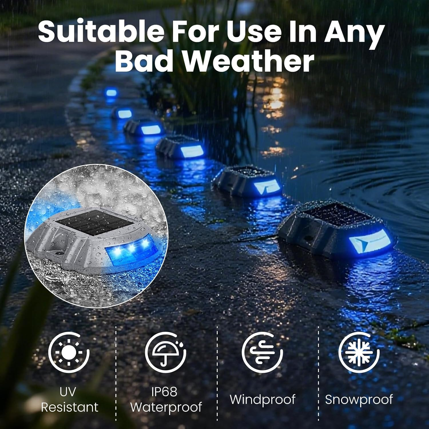 Brightark Driveway Lights, Driveway Solar Lights, Blue Solar Garden Light Deck Lights for Garden Step Sidewalk Stair Ground Pathway, 2 Pack image number 5