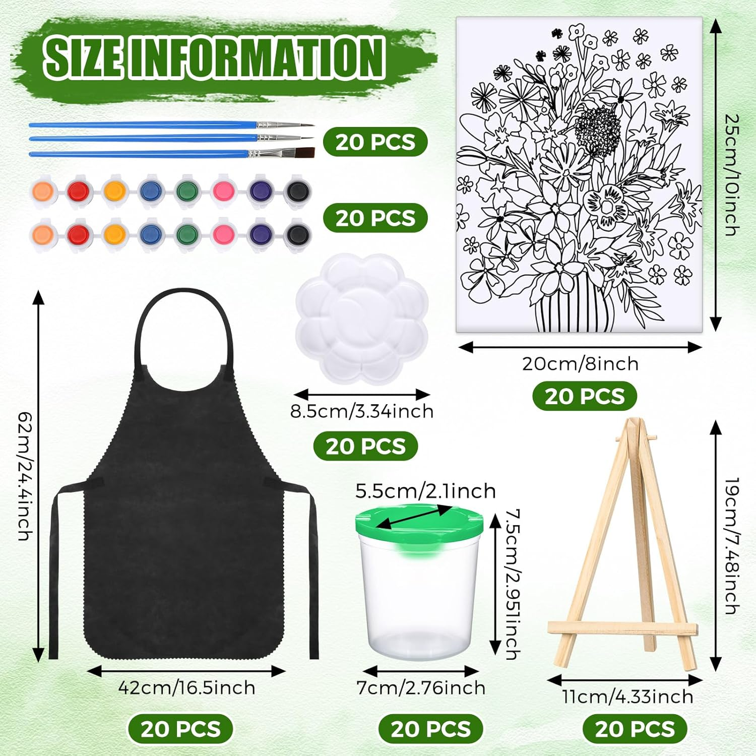 Sherr 140 Pcs 20 Set Pre Drawn Canvas Kit for Painting Craft Sip and Paint Kit for Adults Pre Printed Canvas Painting Favor for Virtual DIY Birthday Gifts Adult'S Date Party(Flower) image number 5